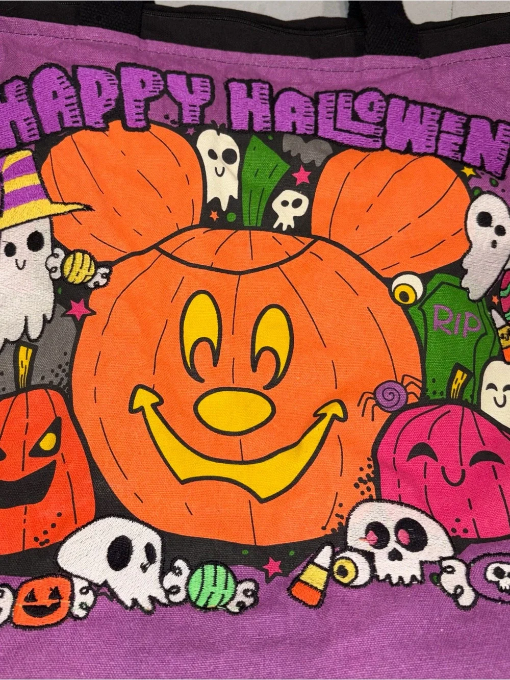 Disney Parks Black Canvas Halloween Tote Bag